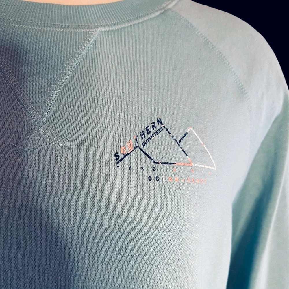 Ocean + Coast Size S Aqua Blue Green Sweatshirt Long Sleeve Shirt Top - Picture 2 of 5